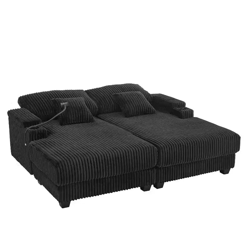 Moderno divano chaise longue da 75.5 con schienale regolabile e portabicchieri