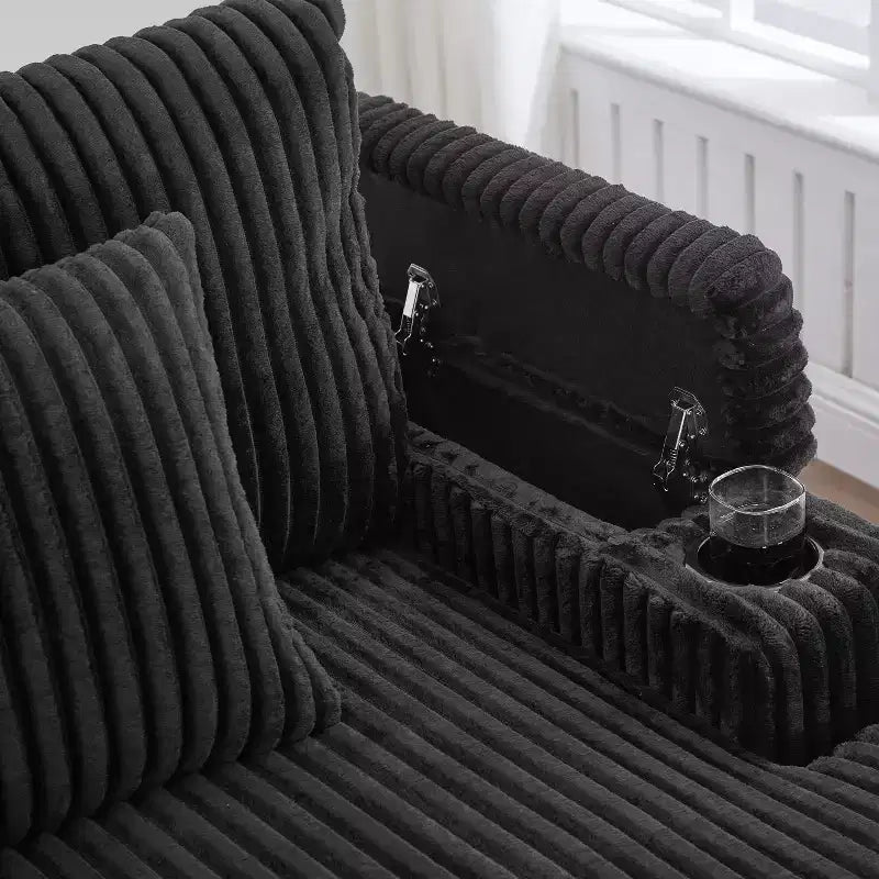 Moderno divano chaise longue da 75.5 con schienale regolabile e portabicchieri