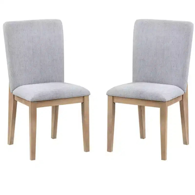 Sedia da pranzo moderna in legno e lino imbottito (set di 2)