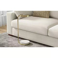 Modern Contemporary 10 inch Wide Metal Side Table in White / Gold, Fully Assembled