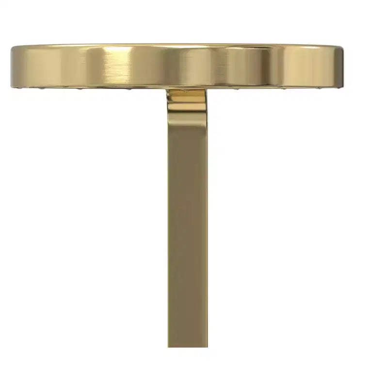 Modern Contemporary 10 inch Wide Metal Side Table in White / Gold, Fully Assembled