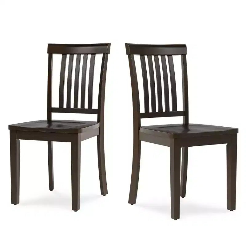 Sedia da pranzo in legno massello, moderna sedia laterale in stile rustico con schienale a listelli e seduta sagomata, set da 2