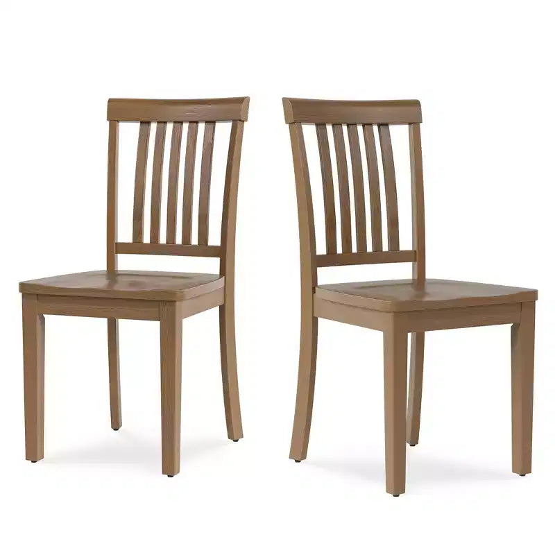 Sedia da pranzo in legno massello, moderna sedia laterale in stile rustico con schienale a listelli e seduta sagomata, set da 2