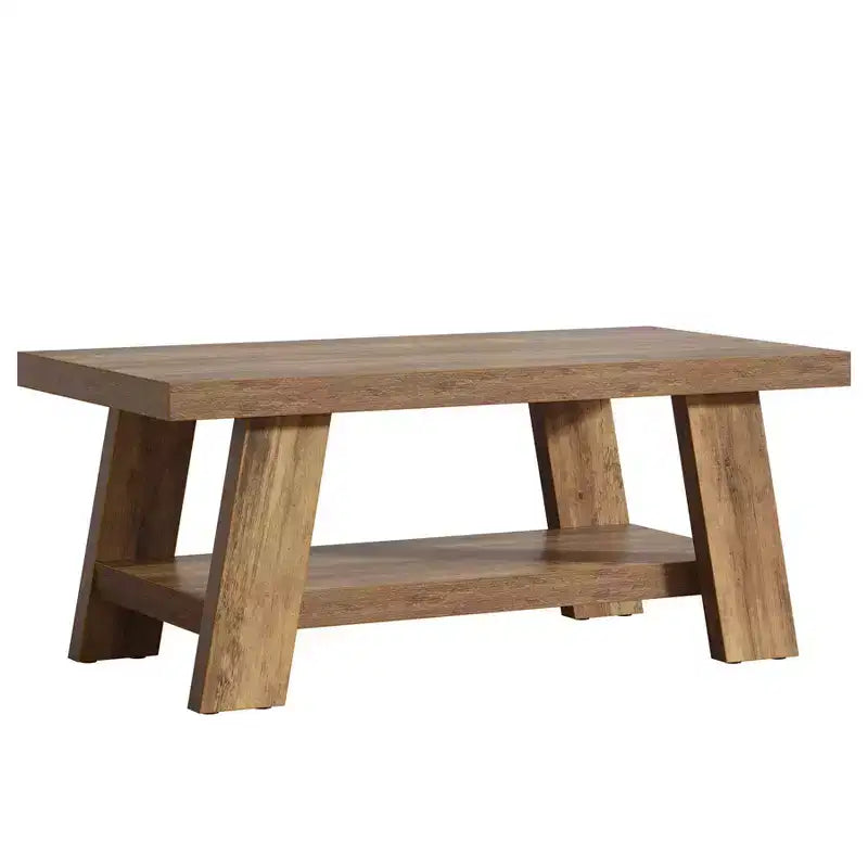 Coffee Table, Farmhouse 2-tier Center Table with Storage