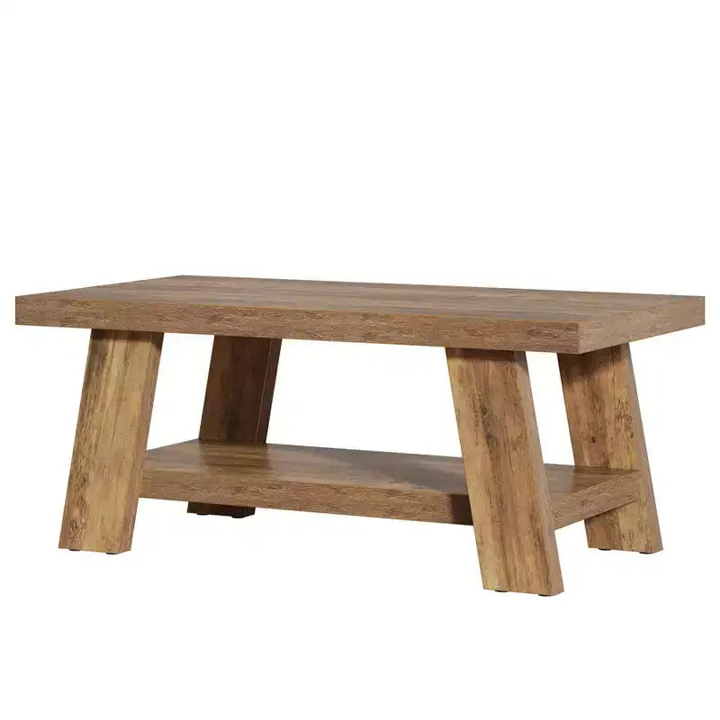 Coffee Table, Farmhouse 2-tier Center Table with Storage