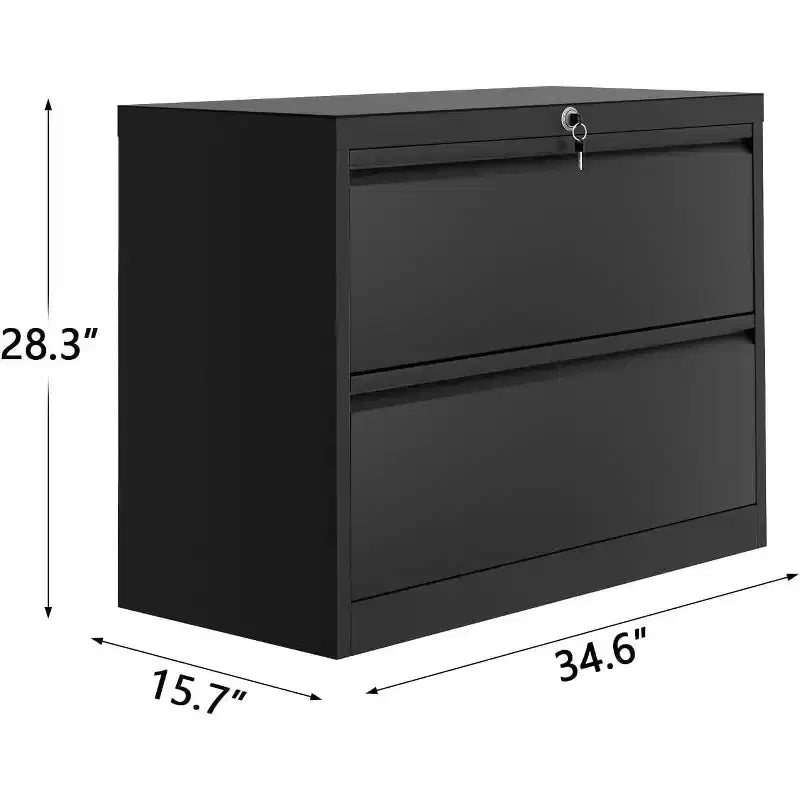 Sturdy Metal Filing Cabinet with 2 Drawers and Lock Secure Storage for A4/Letter/Legal Documents Side Hanging File Cabinet for Office & Home Office