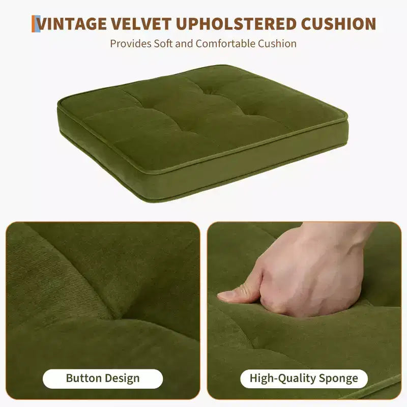 Set di 2 sedie da pranzo, seduta in velluto e schienale in rattan intrecciato - Sedie da cucina con schienale alto in canna intrecciata e gambe in legno, per sala da pranzo o cucina - Verde